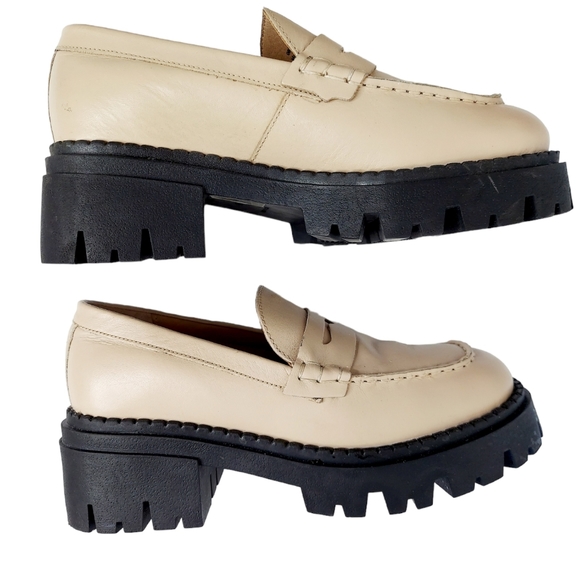 Free People Lyra Lug Sole Sand Nude Patent Leather Loafers Size 36.5 US 6.5 NWOB - Picture 8 of 16